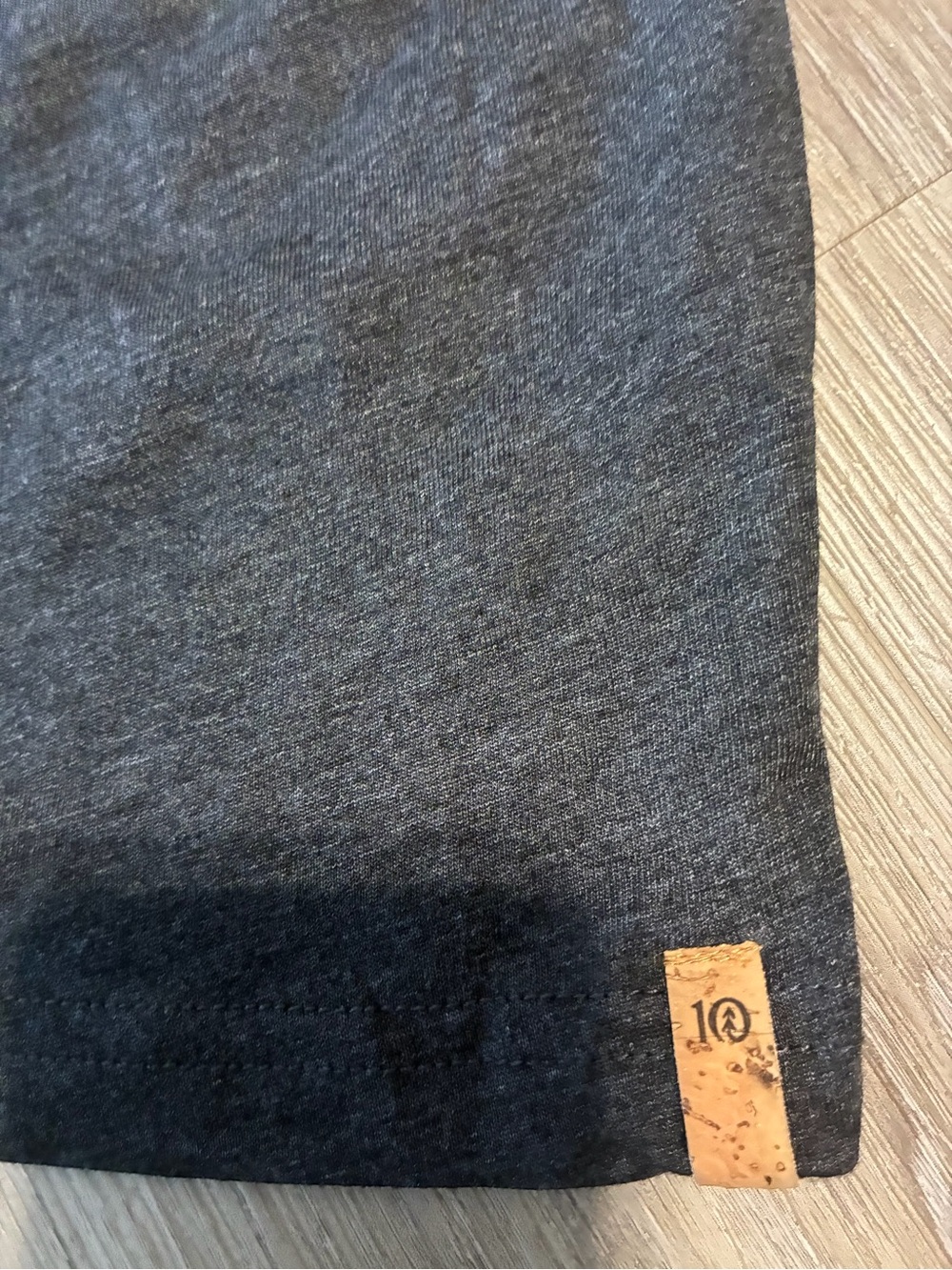 Men's Charcoal Grey Crew TenTree Neck T-Shirt with Embroidered Logo - Picture 2 of 4
